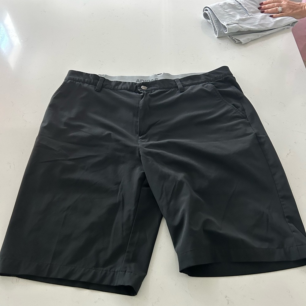 Adidas Black Flat Front Shorts Lightweight Casual